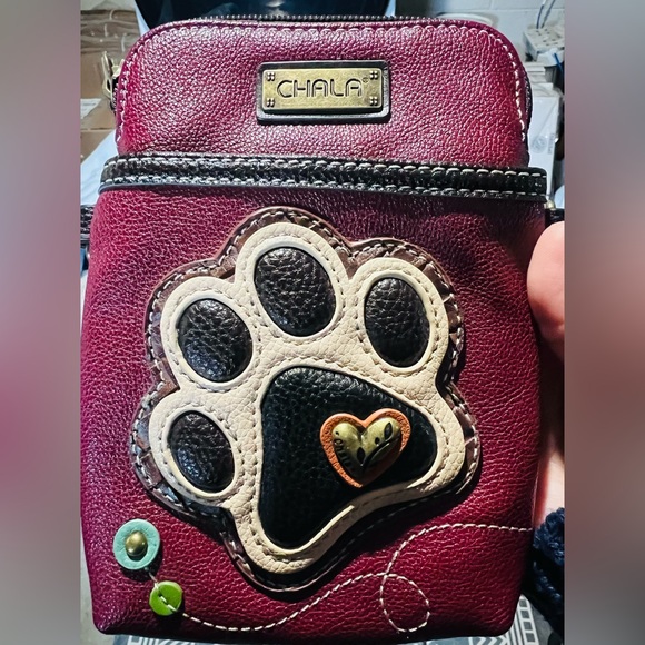 Chala Burgundy Crossbody with Paw Accent - Picture 2 of 9